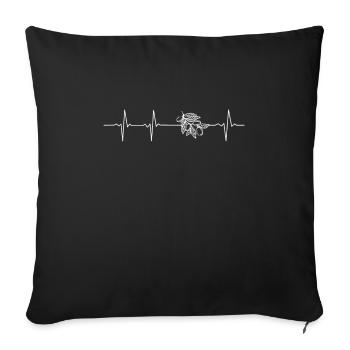 Huile de coeur d’olive Retro Vegetarian Idée cadeau - Housse de coussin décorative 45 x 45 cm - noir - Devant