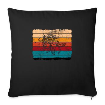 Huile d’olive Retro Vegetarian Idée cadeau - Housse de coussin décorative 45 x 45 cm - noir - Devant