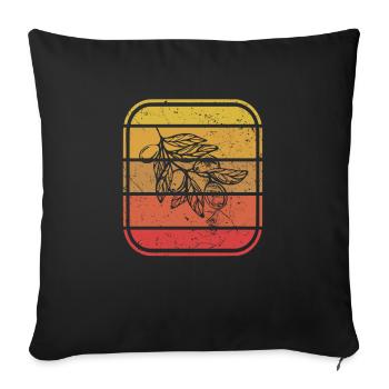 Huile d’olive Retro Vegetarian Idée cadeau - Housse de coussin décorative 45 x 45 cm - noir - Devant