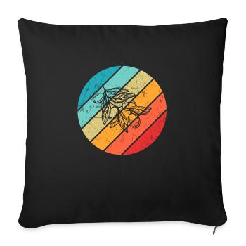 Huile d’olive Retro Vegetarian Idée cadeau - Housse de coussin décorative 45 x 45 cm - noir - Devant