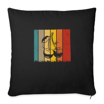 Cherry Fruit Lover Retro Healthy Gift idea - Sofa pillowcase 17,3'' x 17,3'' (45 x 45 cm) - black - Front