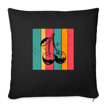 Cherry Fruit Lover Retro Healthy Gift idea - Sofa pillowcase 17,3'' x 17,3'' (45 x 45 cm) - black - Front