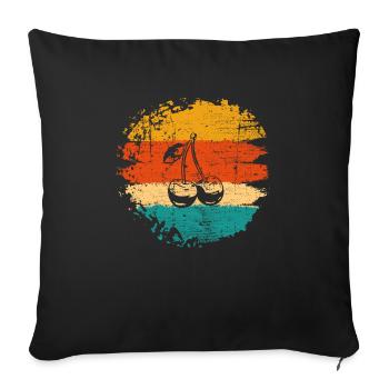 Cherry Fruit Lover Retro Healthy Gift idea - Sofa pillowcase 17,3'' x 17,3'' (45 x 45 cm) - black - Front
