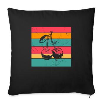 Cherry Fruit Lover Retro Healthy Idée cadeau - Housse de coussin décorative 45 x 45 cm - noir - Devant