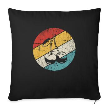 Idée de cadeau sain rétro pour les amoureux des fruits de cerise - Housse de coussin décorative 45 x 45 cm - noir - Devant