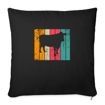 Cow Retro Moo Farmer Milk Farm Gift - Sofa pillowcase 17,3'' x 17,3'' (45 x 45 cm) - black - Front