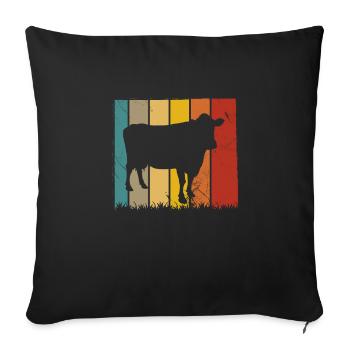 Cow Farmer Retro Gift - Sofa pillowcase 17,3'' x 17,3'' (45 x 45 cm) - black - Front