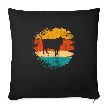 Cow Retro Moo Milk Farm Gift - Sofa pillowcase 17,3'' x 17,3'' (45 x 45 cm) - black - Front