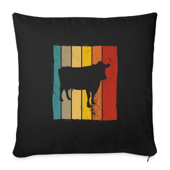 Cow Retro Moo Farmer Milk Farm Gift - Sofa pillowcase 17,3'' x 17,3'' (45 x 45 cm) - black - Front