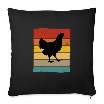 Chickens Retro Rooster Farmer Retro Farm Gift - Sofa pillowcase 17,3'' x 17,3'' (45 x 45 cm) - black - Front