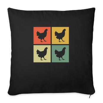 Chicken Chickens Rooster Farmer Retro Farm Gift - Sofa pillowcase 17,3'' x 17,3'' (45 x 45 cm) - black - Front