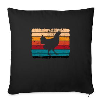 Chicken Chickens Rooster Farmer Retro Farm Gift - Sofa pillowcase 17,3'' x 17,3'' (45 x 45 cm) - black - Front