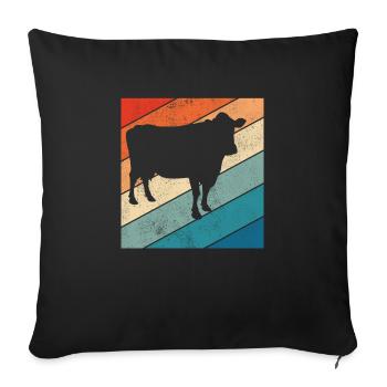 Cow Retro Moo Farmer Milk Farm Gift - Sofa pillowcase 17,3'' x 17,3'' (45 x 45 cm) - black - Front