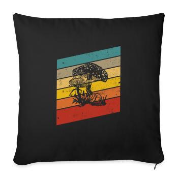 Mushroom Mushrooms Boletus Toadstool Retro Gift - Sofa pillowcase 17,3'' x 17,3'' (45 x 45 cm) - black - Front