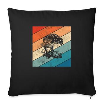 Mushroom Mushrooms Boletus Toadstool Retro Gift - Sofa pillowcase 17,3'' x 17,3'' (45 x 45 cm) - black - Front