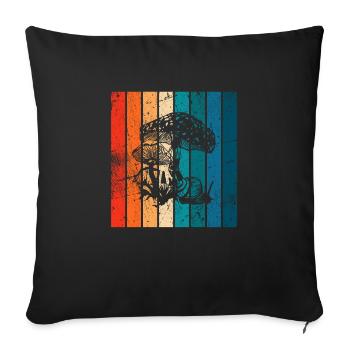 Mushroom Mushrooms Boletus Toadstool Retro Gift - Sofa pillowcase 17,3'' x 17,3'' (45 x 45 cm) - black - Front