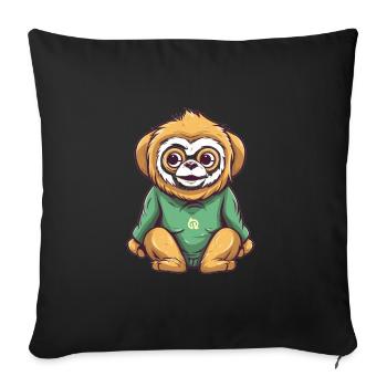 Süßer Anime -Stil Gibbon Kawaii - Sofakissenbezug 45 x 45 cm - Schwarz - Vorne