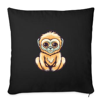 Süßer Anime -Stil Gibbon Kawaii - Sofakissenbezug 45 x 45 cm - Schwarz - Vorne