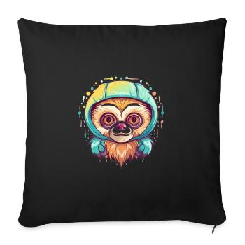 Süßer Anime -Stil Gibbon Kawaii - Sofakissenbezug 45 x 45 cm - Schwarz - Vorne
