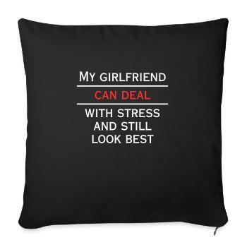 Girlfriend can handle stress - Sofa pillowcase 17,3'' x 17,3'' (45 x 45 cm) - black - Front