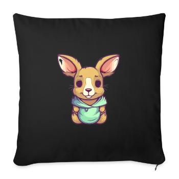 Mignon Anime Style Kangourou Kawaii - Housse de coussin décorative 45 x 45 cm - noir - Devant