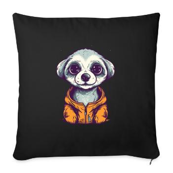 Süßer Anime -Stil Meerkat Kawaii - Sofakissenbezug 45 x 45 cm - Schwarz - Vorne