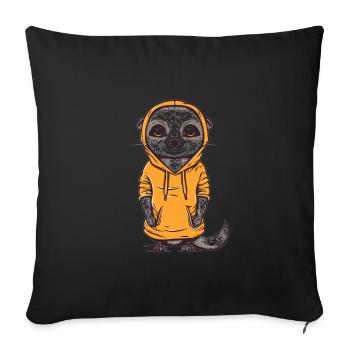 Süßer Anime -Stil Meerkat Kawaii - Sofakissenbezug 45 x 45 cm - Schwarz - Vorne
