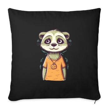 Süßer Anime -Stil Meerkat Kawaii - Sofakissenbezug 45 x 45 cm - Schwarz - Vorne
