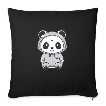 Cute Anime Style Panda Kawaii - Sofa pillowcase 17,3'' x 17,3'' (45 x 45 cm) - black - Front