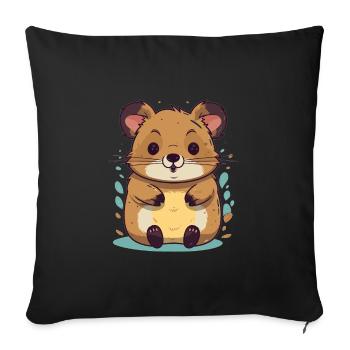 Netter Anime -Stil Quokka Kawaii - Sofakissenbezug 45 x 45 cm - Schwarz - Vorne
