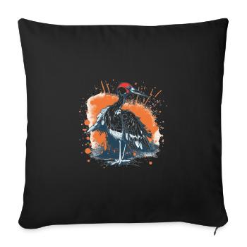 Süßer Anime -Stil Red Crowned Crane Kawaii - Sofakissenbezug 45 x 45 cm - Schwarz - Vorne