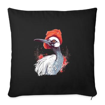 Süßer Anime -Stil Red Crowned Crane Kawaii - Sofakissenbezug 45 x 45 cm - Schwarz - Vorne