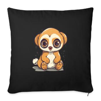 Netter Anime -Stil Langsam Loris Kawaii - Sofakissenbezug 45 x 45 cm - Schwarz - Vorne
