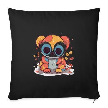 Netter Anime -Stil Langsam Loris Kawaii - Sofakissenbezug 45 x 45 cm - Schwarz - Vorne