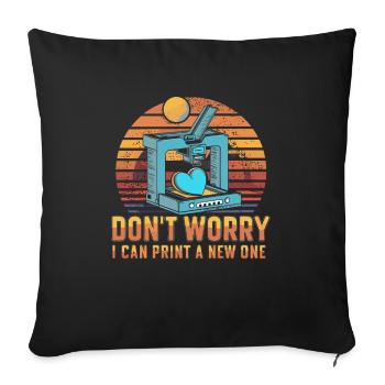 Don't worry, I can reprint it 3D printing - Sofa pillowcase 17,3'' x 17,3'' (45 x 45 cm) - black - Front
