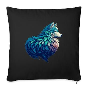 Loup debout majestueux dans un - Housse de coussin décorative 45 x 45 cm - noir - Devant