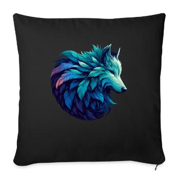 Loup debout majestueux dans un - Housse de coussin décorative 45 x 45 cm - noir - Devant