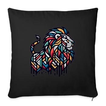 Lion à motifs géométriques - Housse de coussin décorative 45 x 45 cm - noir - Devant