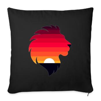 Silhouette d’un lion avec coucher de soleil - Housse de coussin décorative 45 x 45 cm - noir - Devant