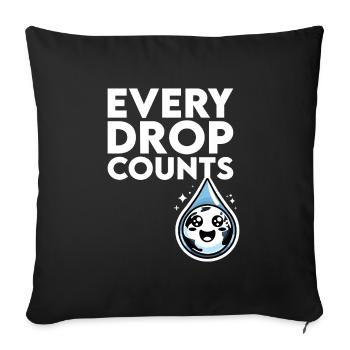 Chaque goutte compte Récolte d’eau de pluie - Housse de coussin décorative 45 x 45 cm - noir - Devant