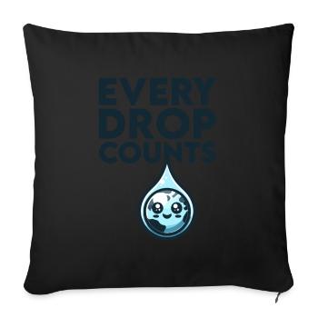 Chaque goutte compte Récolte d’eau de pluie - Housse de coussin décorative 45 x 45 cm - noir - Devant