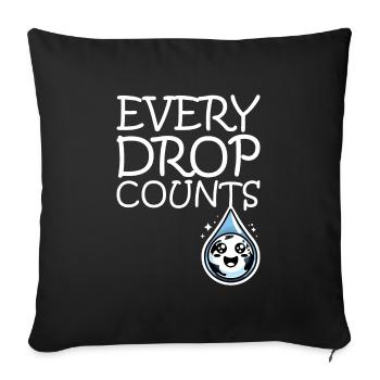 Chaque goutte compte Récolte d’eau de pluie - Housse de coussin décorative 45 x 45 cm - noir - Devant