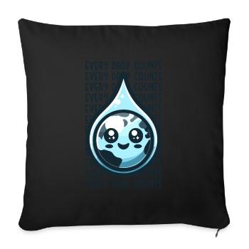 Chaque goutte compte Récolte d’eau de pluie - Housse de coussin décorative 45 x 45 cm - noir - Devant