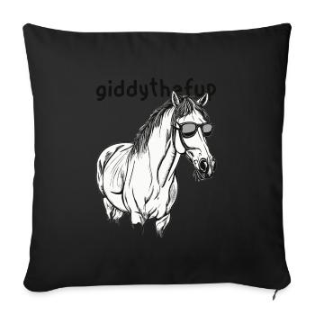 Giddythefup -Pferderennen - Sofakissenbezug 45 x 45 cm - Schwarz - Vorne