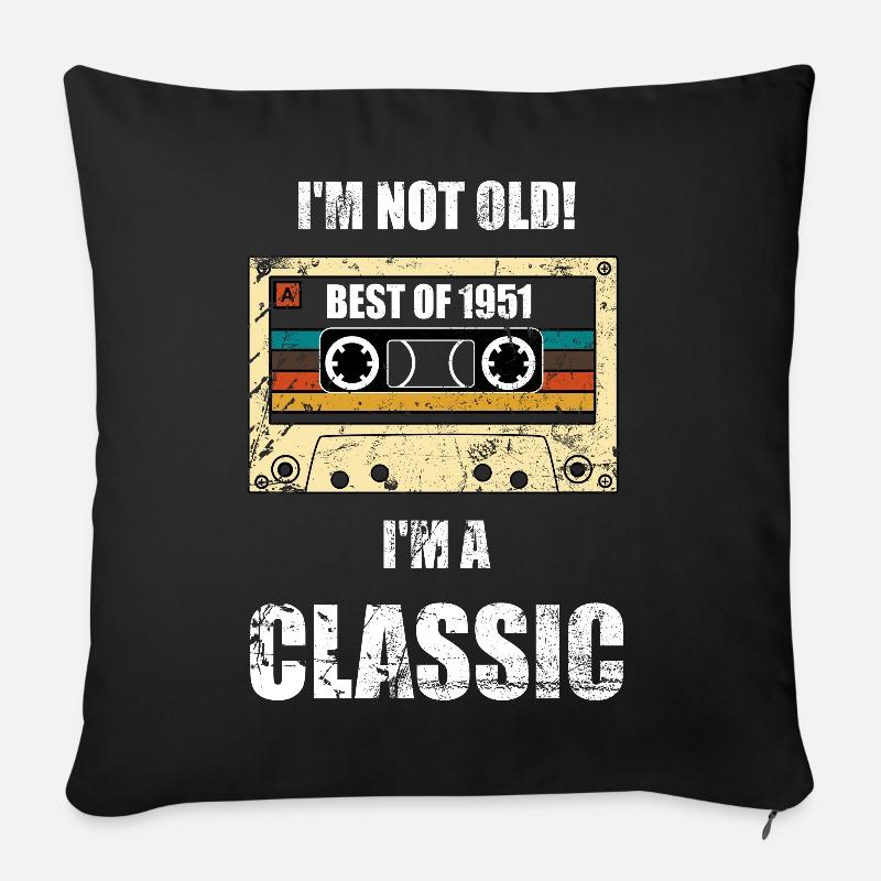 70e cadeau d'anniversaire - Housse de coussin décorative 45 x 45 cm - noir