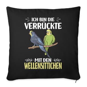 Perruche ondulée - Housse de coussin décorative 45 x 45 cm - noir - Devant