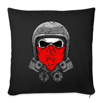 skull helmet cylinder motorcycle helmet - Sofa pillowcase 17,3'' x 17,3'' (45 x 45 cm) - black - Front