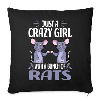 Rat sayings | Domestic Rat Rodents Gift Ideas - Sofa pillowcase 17,3'' x 17,3'' (45 x 45 cm) - black - Front