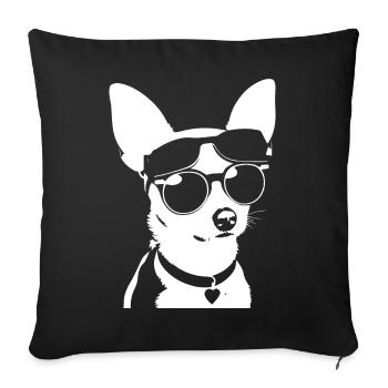 Lustiger Chihuahua mit Sonnenbrille Chihuahuas - Sofakissenbezug 45 x 45 cm - Schwarz - Vorne