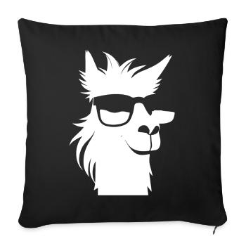 Lustiges Alpaka mit Sonnenbrille Coole Alpakas - Sofakissenbezug 45 x 45 cm - Schwarz - Vorne